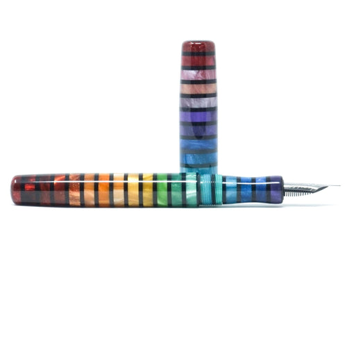 Jewel Tone Stripe 2 Highworth Rainbow Loft Bespoke Fountain Pen JoWo/Bock #6