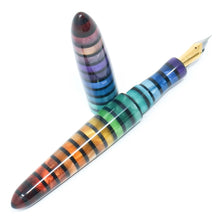 Load image into Gallery viewer, Jewel Tone Stripe 3 Havana Rainbow Loft Bespoke Fountain Pen JoWo/Bock #6