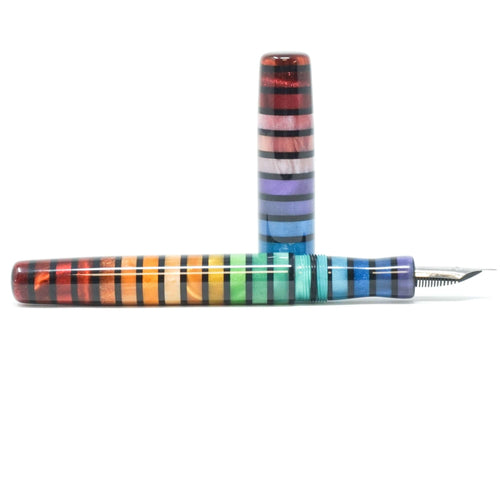 Jewel Tone Stripe 4 Highworth Slim Rainbow Loft Bespoke Fountain Pen JoWo/Bock #6