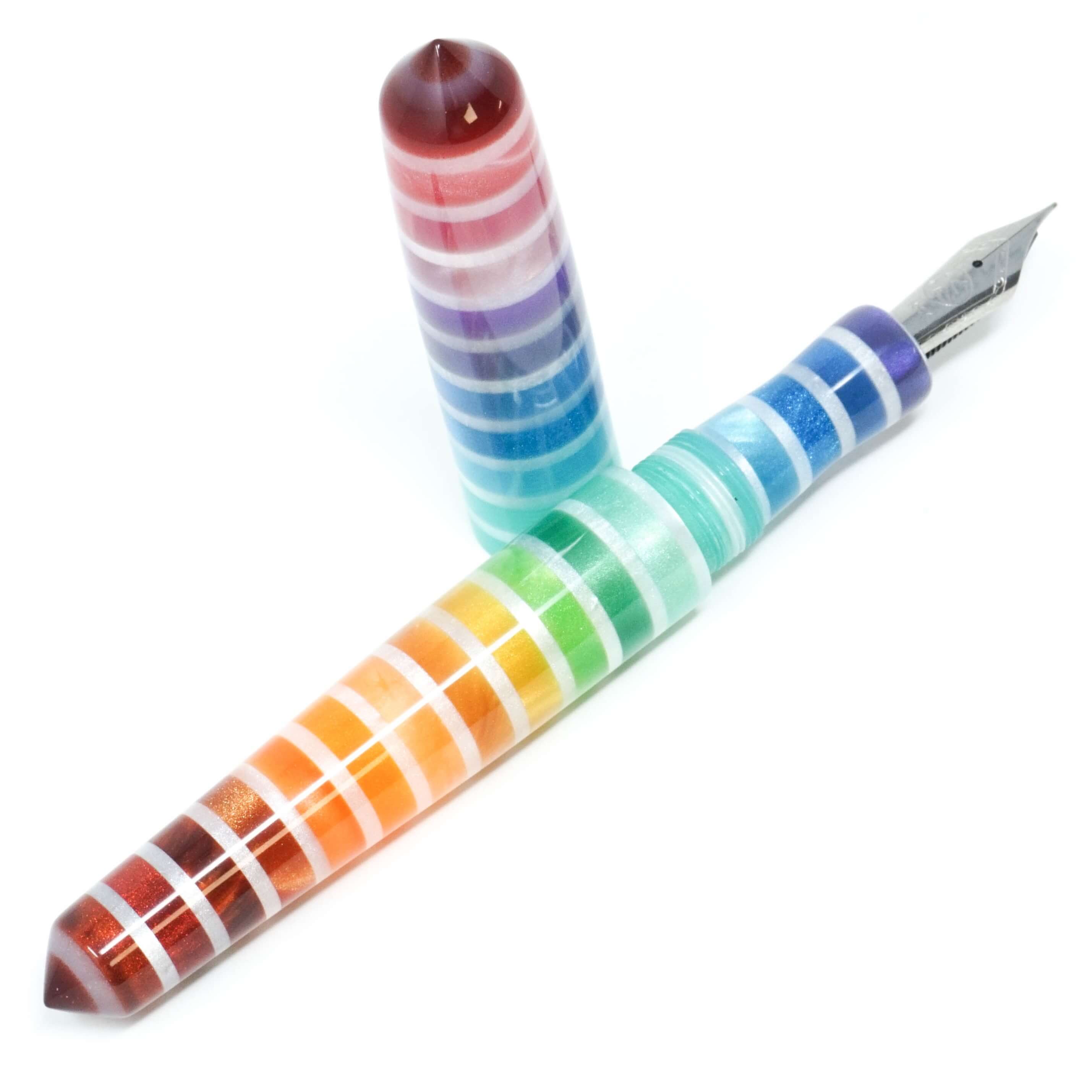 Jewel Tone White Rainbow Spreadbury Loft Bespoke Fountain Pen JoWo/Bock #6