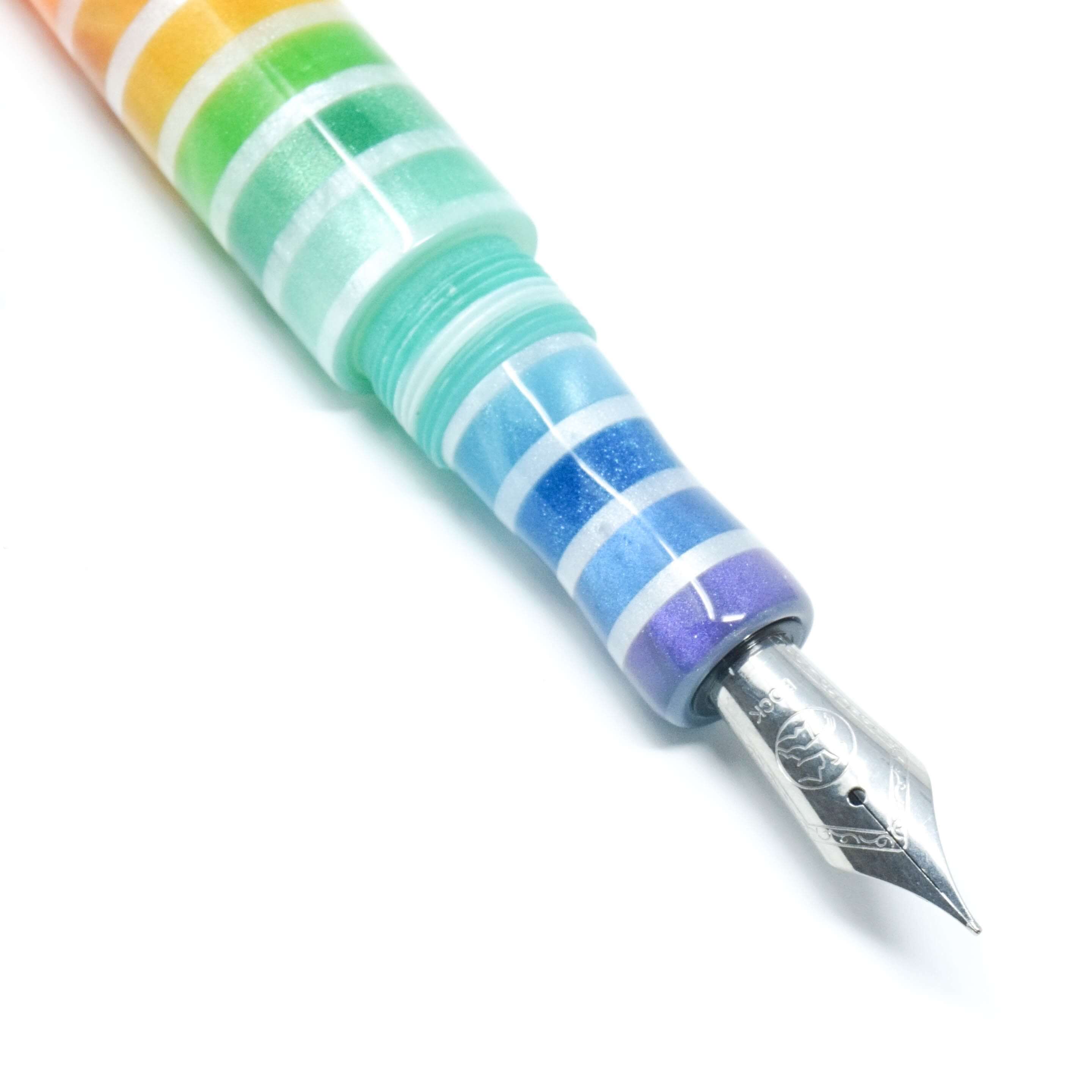 Jewel Tone White Rainbow Spreadbury Loft Bespoke Fountain Pen JoWo/Bock #6
